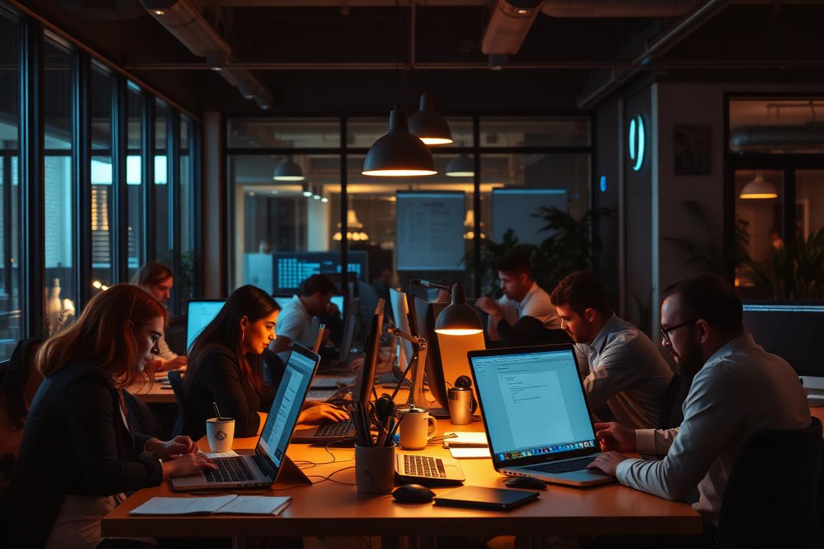 Startup office with people at desks